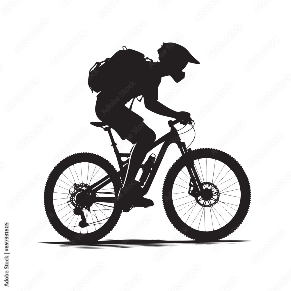 Fototapeta premium Coastal Cycling Path: Bicyclist Silhouette along Seashore, Scenic Ocean Ride - Cycle Silhouette 