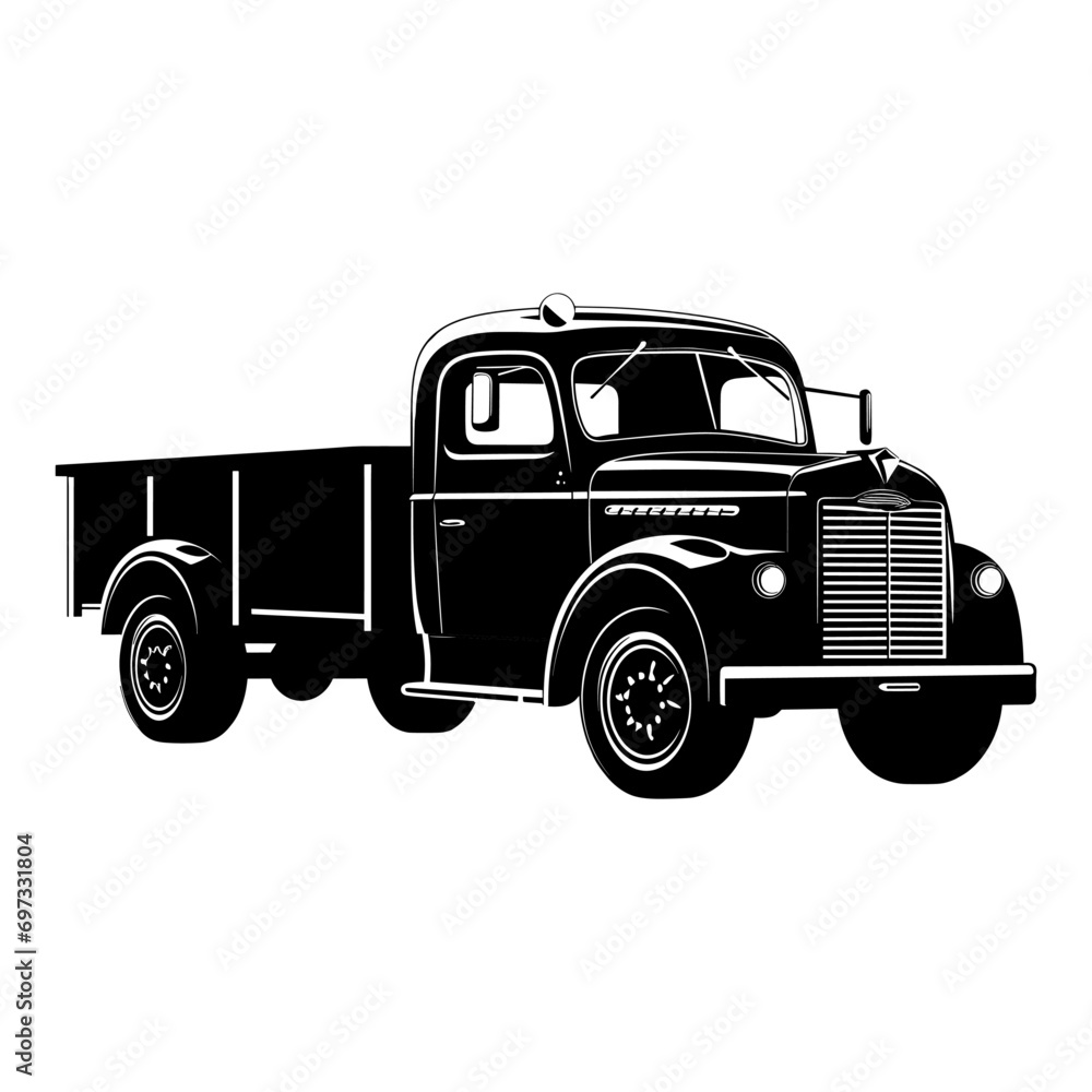 pick up truck silhouette isolated vector