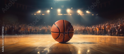 basketball photographed in the middle of the basketball court. generative AI © original logo