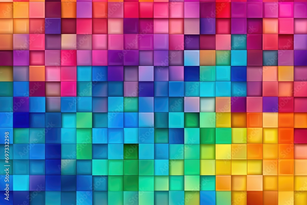 abstract colorful background with square tiles in rainbow colors - vector illustration, Colorful square pattern as a panorama background, AI Generated abstract colorful background with square tiles in rainbow colors - vector illustration, Colorful square pattern as a panorama background, AI Generated