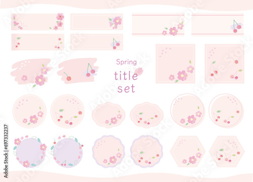 春の桜とチェリーの見出し素材