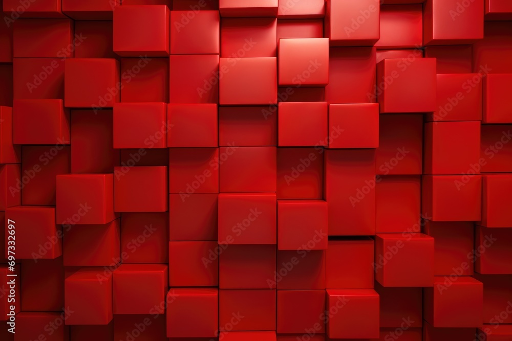 Abstract background of red cubes. 3d rendering, 3d illustration, Display a 3D wall background with red tiles wallpaper, AI Generated Abstract background of red cubes. 3d rendering, 3d illustration, Display a 3D wall background with red tiles wallpaper, AI Generated