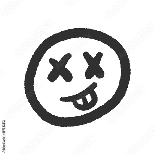 舌を出して笑っている手書きの絵文字 - 犯罪者･中毒･嘘つきのイメージ素材
