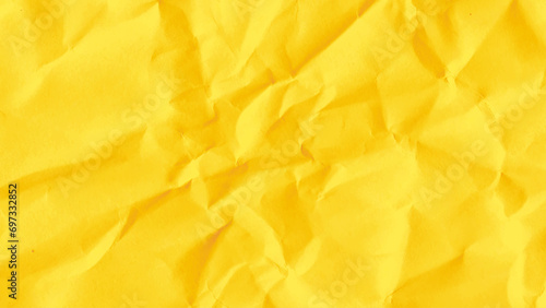 Recycled crumpled yellow paper texture or paper background for design with copy space for text or image photo