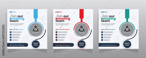 We are hiring job vacancy social media post or square web banner template