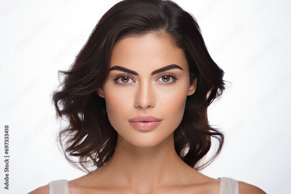 Fototapeta premium Portrait of a beautiful woman Presenter for bright skin and skin care