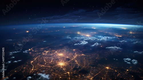 Planet viewed from space with city lights © venusvi