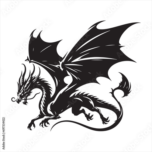 Wings of Fantasy: Silhouette of Flying Dragon Creating Art in the Night Sky - Flying Dragon Silhouette
