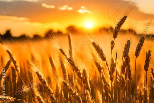 wheat field at sunset © aimenyounas