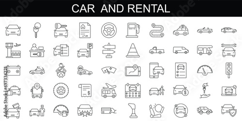 Car and rent simple minimal thin line icon