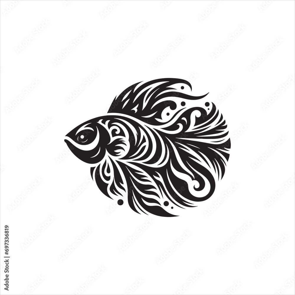 Fototapeta premium Silhouetted Reflections: Tranquil Fish in Profound Shadows, Capturing the Beauty of Oceanic Depths 