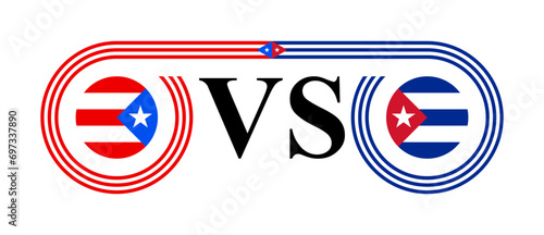 concept between puerto rico vs cuba. vector illustration isolated on white background