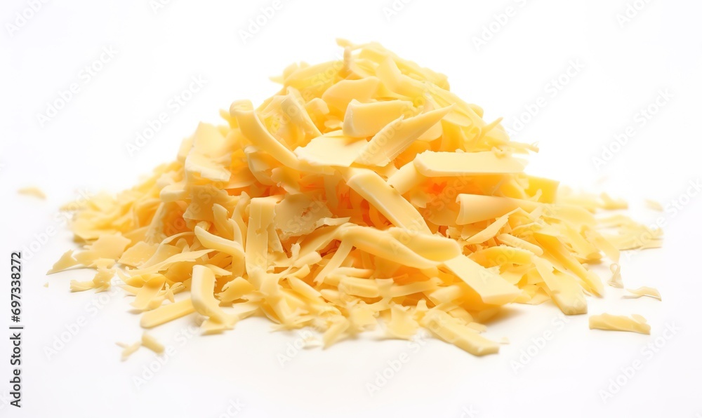 best grated cheese on white background. generative AI best grated cheese on white background. generative AI