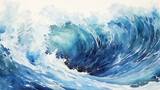 crashing ocean waves by watercolor