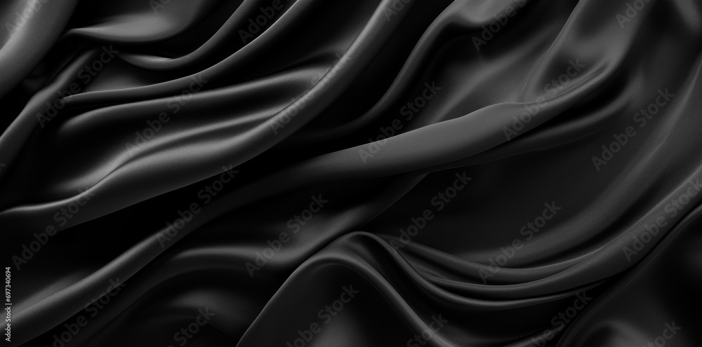 Abstract black silk fabric background