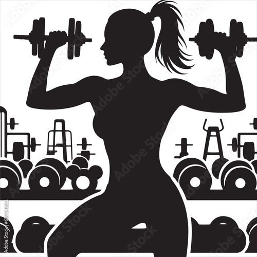 Silhouette of Fitness: Gym Woman Silhouette Capturing the Beauty of Strength, Flexibility, and Determination in Evocative Silhouettes
