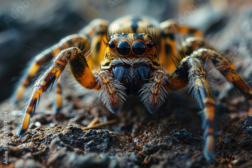Close-up of a Wolf Spider living in its natural habitat