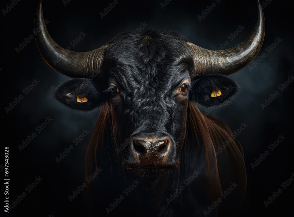 Naklejka premium US stocks, black bull, bull market
