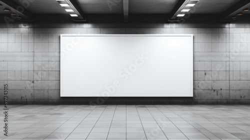 A blank billboard on the public area, a blank billboard with copy space for text or content, mockup of a blank billboard in a big city. © Jarspics