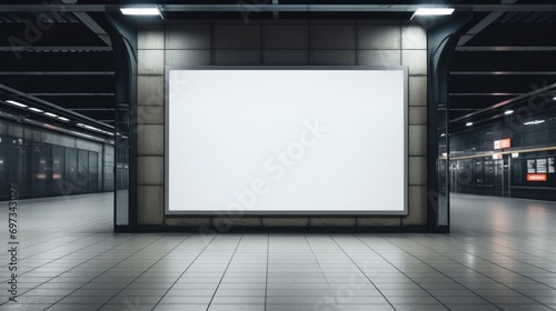 A blank billboard on the public area, a blank billboard with copy space for text or content, mockup of a blank billboard in a big city.