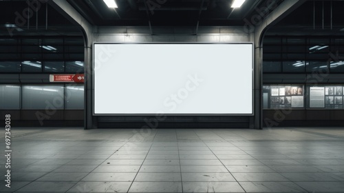 A blank billboard on the public area, a blank billboard with copy space for text or content, mockup of a blank billboard in a big city.