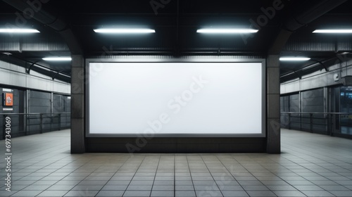 A blank billboard on the public area  a blank billboard with copy space for text or content  mockup of a blank billboard in a big city.