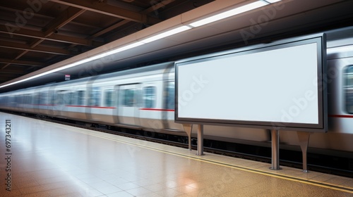 A blank billboard on the public area, a blank billboard with copy space for text or content, mockup of a blank billboard in a big city.