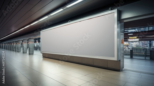 A blank billboard on the public area, a blank billboard with copy space for text or content, mockup of a blank billboard in a big city.