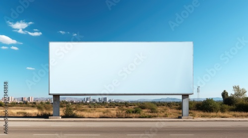 A blank billboard on the streets, a blank billboard with copy space for text or content, mockup of a blank billboard in a big city.