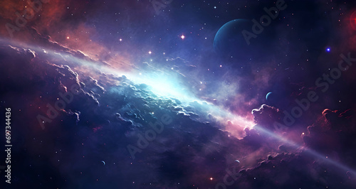 Panorama ,stars, space, suns , astronomy, universe, and planets background, wallpapers. AI generated. 