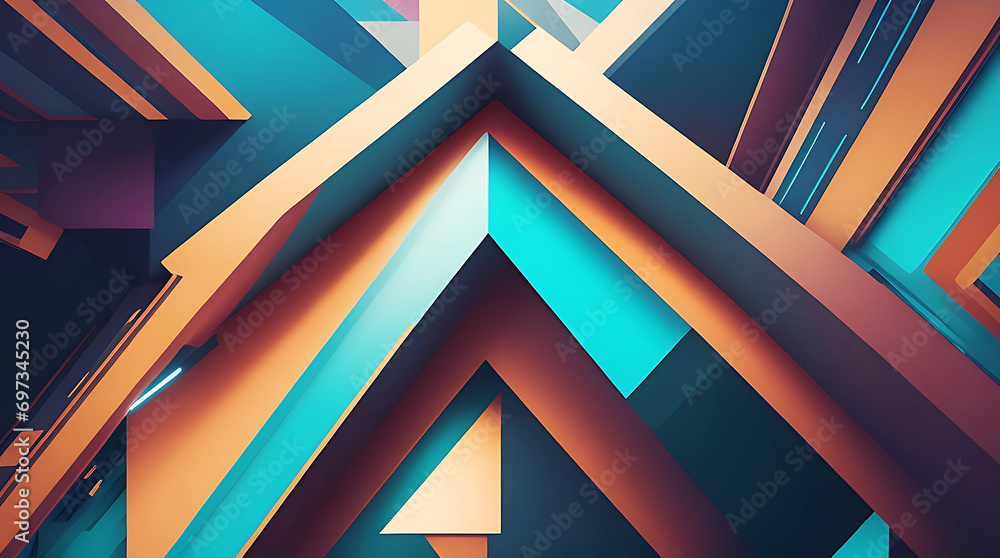 Futuristic background image geometric style. Ai generated.