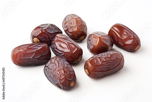 a collection of ripe, sweet, and still fresh dates in the photo on a white background. generative AI