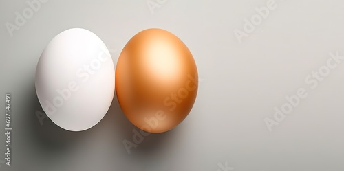 Fresh healthy brown and white eggs photographed from close range. generative AI