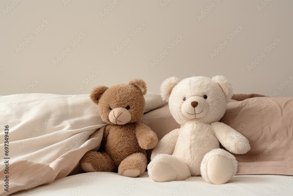 teddy bear on bed
