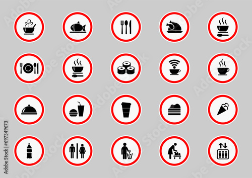 Food icons set, vector illustration