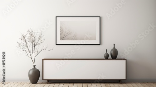 Wallpaper Mural A scandinavian interior decor is complemented by a picture frame on the wall. Torontodigital.ca