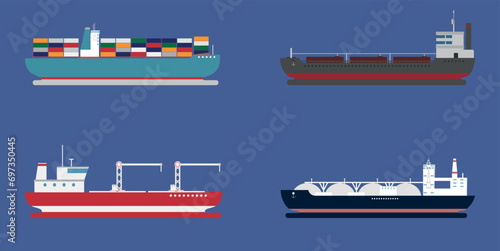 set of cargo ships