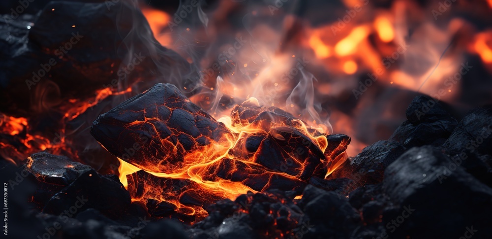 Collection of burning Charcoal with smoke effect on it Collection of burning Charcoal with smoke effect on it