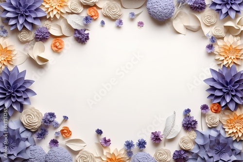 Collection of flowers arranged on the edge of a white background