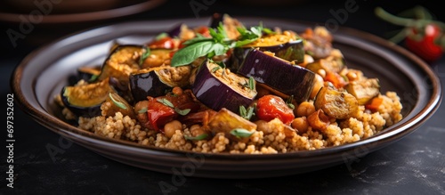 Quinoa dish with chickpea and eggplant photo