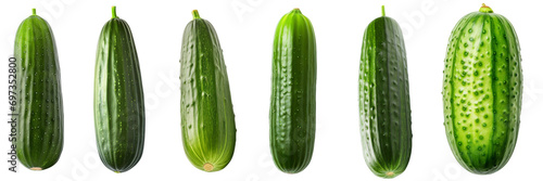 Set of cucumber isolated on white or transparent background photo