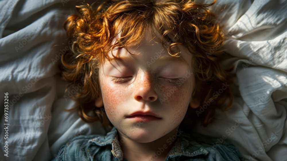 Portrait Sleepy Tired Little Boy Curly, Background HD For Designer