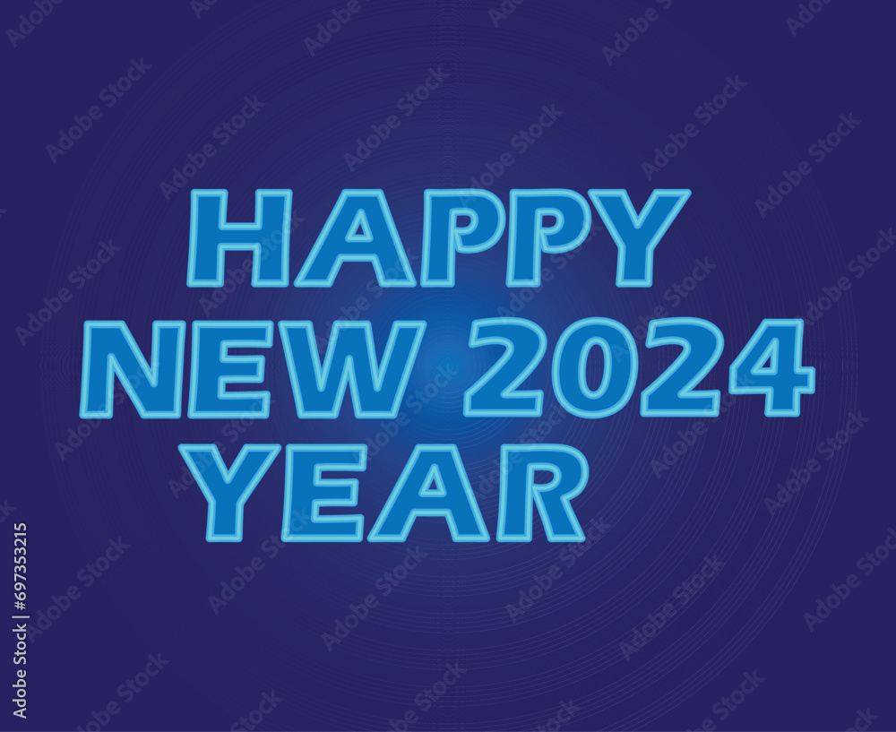 Happy New Year 2024 Abstract Cyan Graphic Design Vector Logo Symbol Illustration With Blue Background Happy New Year 2024 Abstract Cyan Graphic Design Vector Logo Symbol Illustration With Blue Background