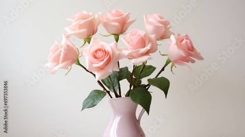 Wallpaper Mural An elegant arrangement of pink and white garden roses in a vase, adding a touch of nature and beauty to any indoor space Torontodigital.ca