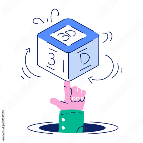 Premium doodle illustration depicting 3d modelling 