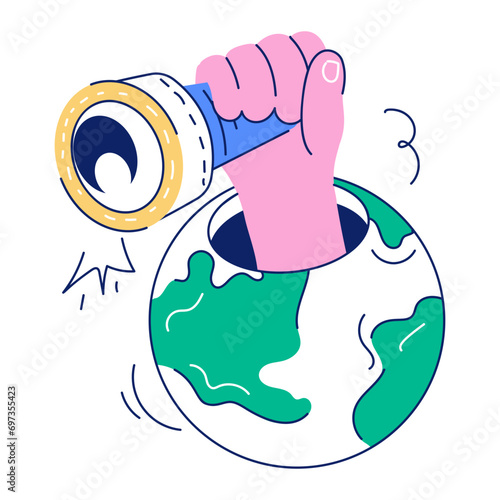 Global vision, hand drawn mini illustration 
