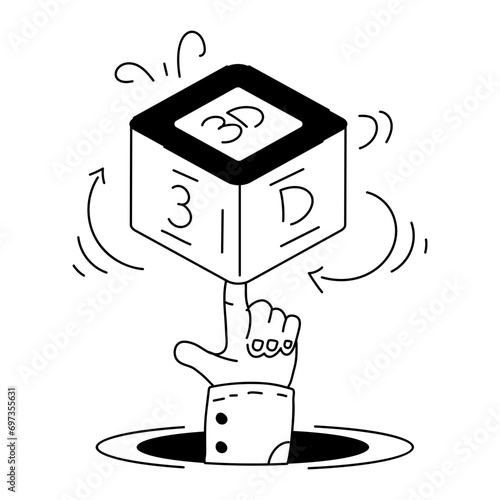 Premium doodle illustration depicting 3d modelling 