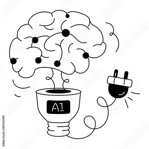 Get this doodle mini illustration of brainstorming 