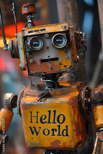 Greetings Universe: The Enchanting Robot Spreading Joy and Charisma in a Futuristic Dystopia, AI Generative