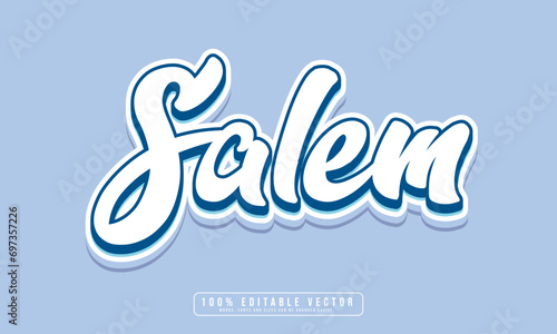 Salem text effect vector. Editable 3d college t-shirt design printable text effect vector	 photo